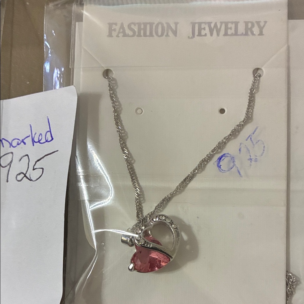 Swarovski Crystal Heart Necklaces with Blue/ Pink and Silver Accents - Picture 5 of 6